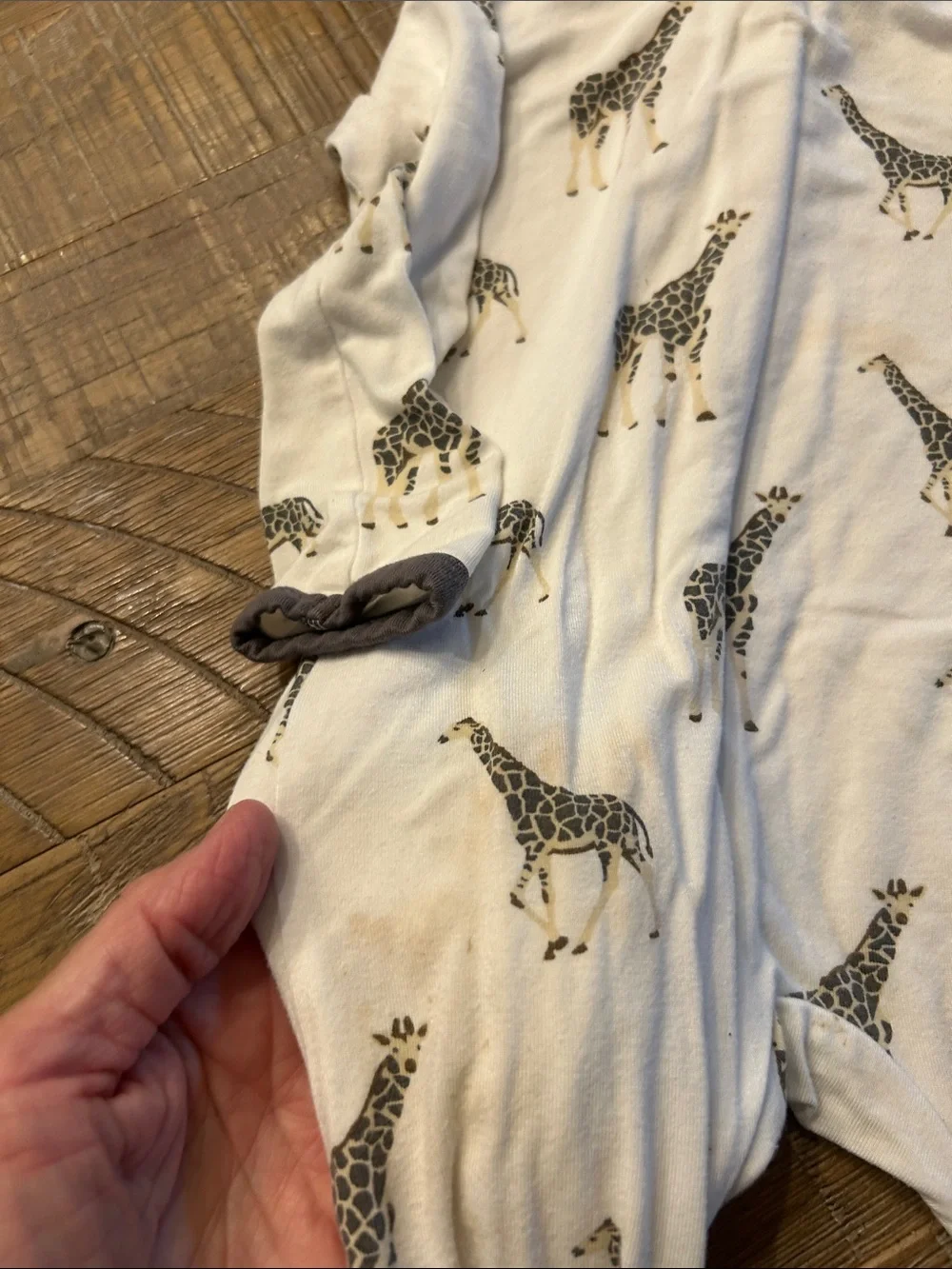 Kyte BABY Giraffe Print Cream and Teal Two-Pack Pajama Footless Sleepers
